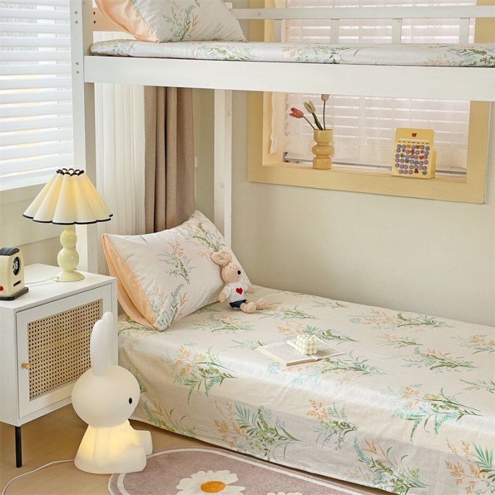 91家纺网 家纺一手货源 找家纺 名兮 2023新款全棉学生上下铺床单 爱莲娜