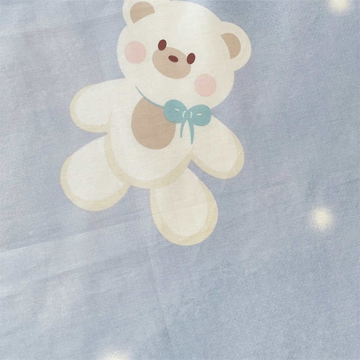 91家纺网 家纺一手货源 找家纺 名兮 2023新款全棉学生上下铺床单 抱抱熊