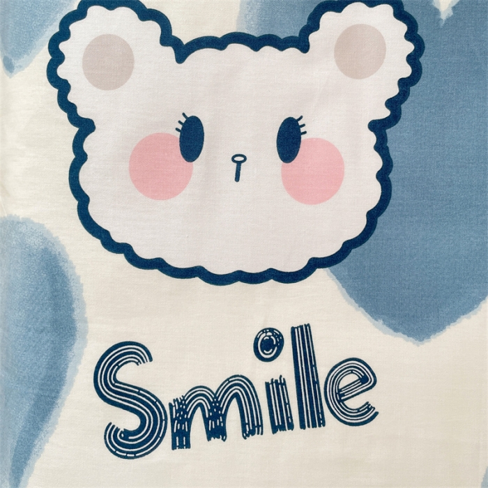 91家纺网 家纺一手货源 找家纺 名兮 2023新款全棉学生上下铺床单 波波熊