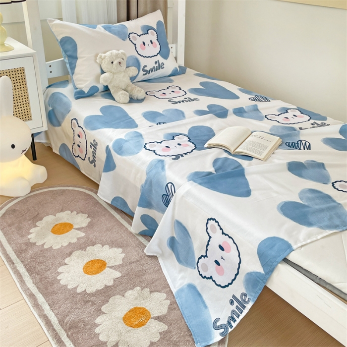 91家纺网 家纺一手货源 找家纺 名兮 2023新款全棉学生上下铺床单 波波熊