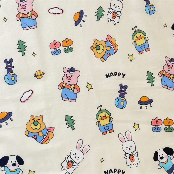 91家纺网 家纺一手货源 找家纺 名兮 2023新款全棉学生上下铺床单 动物派对