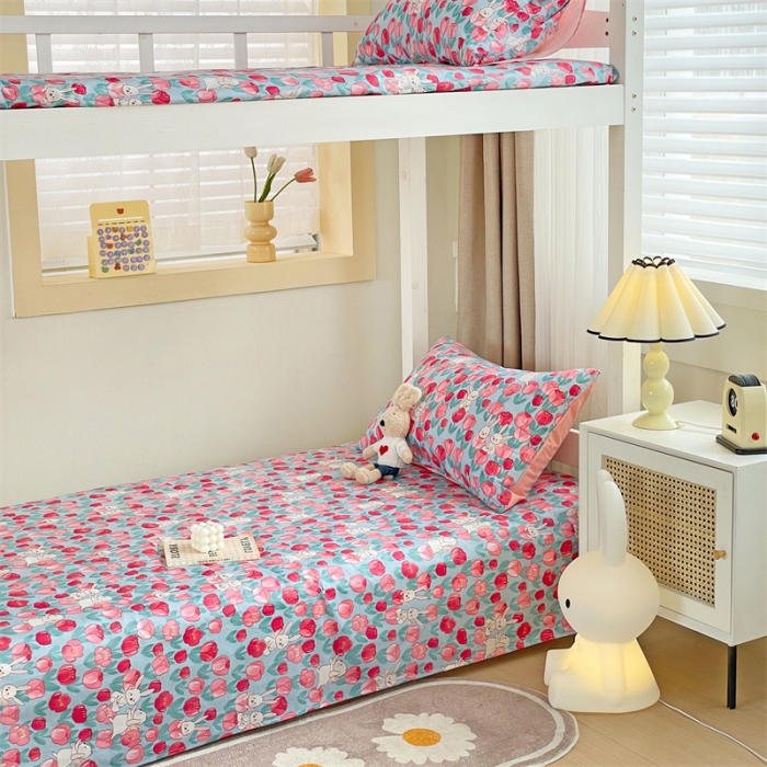 91家纺网 家纺一手货源 找家纺 名兮 2023新款全棉学生上下铺床单 秘密花园