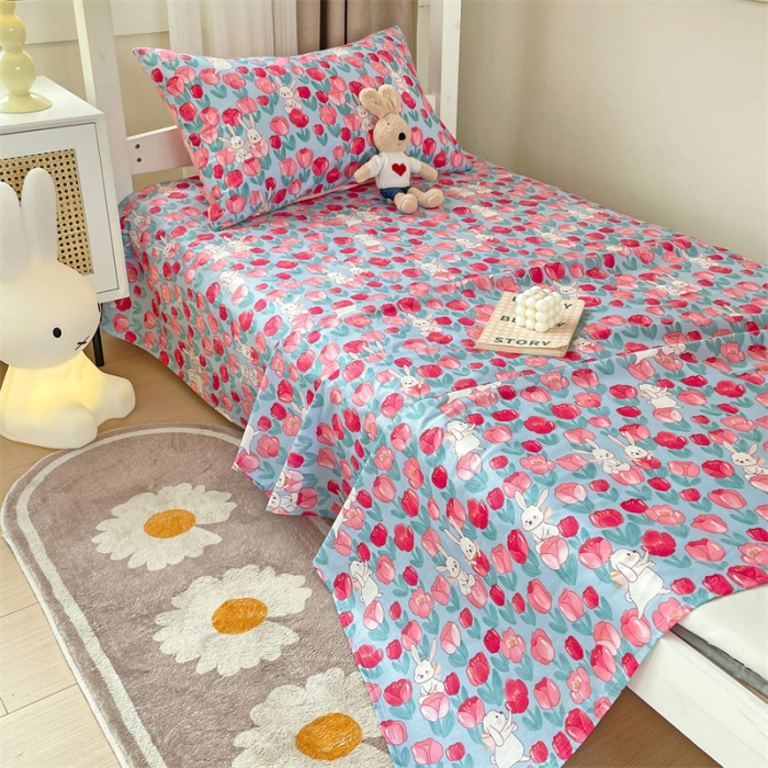 91家纺网 家纺一手货源 找家纺 名兮 2023新款全棉学生上下铺床单 秘密花园