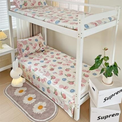 名兮 2023新款全棉学生上下铺床单 蜜桃兔