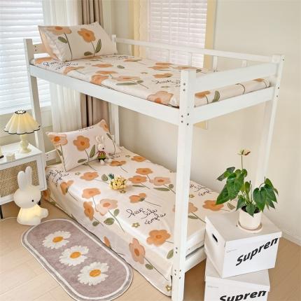 名兮 2023新款全棉学生上下铺床单 幸运花