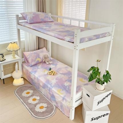 名兮 2023新款全棉学生上下铺床单 紫色星空