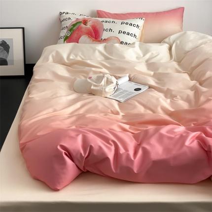 91家纺网 家纺一手货源 找家纺 桃喜 2024新款小众博主风渐变混搭四件套-风格一 蜜桃