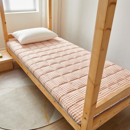 子鹏A类水洗棉麻学生宿舍寝室床垫0.9米软垫家用床褥垫子双人垫被 粉小格