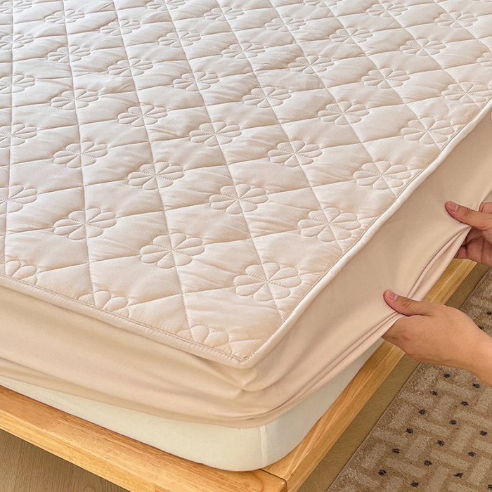 91家纺网 家纺一手货源 找家纺 丝涟 2023新款A类水洗亲肤棉防水防污床笠 藕粉