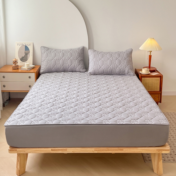 91家纺网 家纺一手货源 找家纺 丝涟 2023新款A类水洗亲肤棉防水防污床笠 银优灰