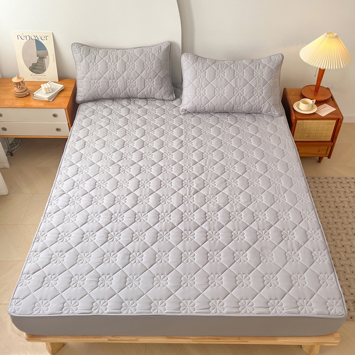 91家纺网 家纺一手货源 找家纺 丝涟 2023新款A类水洗亲肤棉防水防污床笠 银优灰