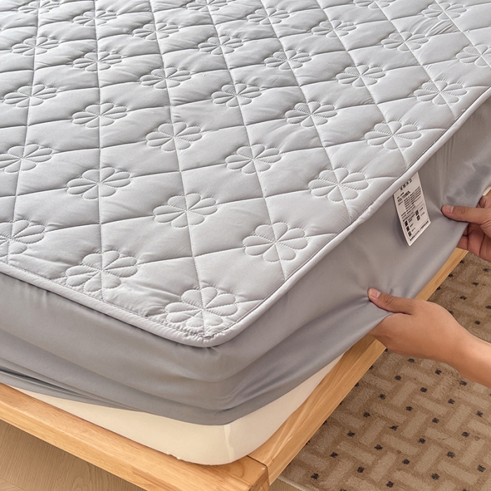 91家纺网 家纺一手货源 找家纺 丝涟 2023新款A类水洗亲肤棉防水防污床笠 银优灰