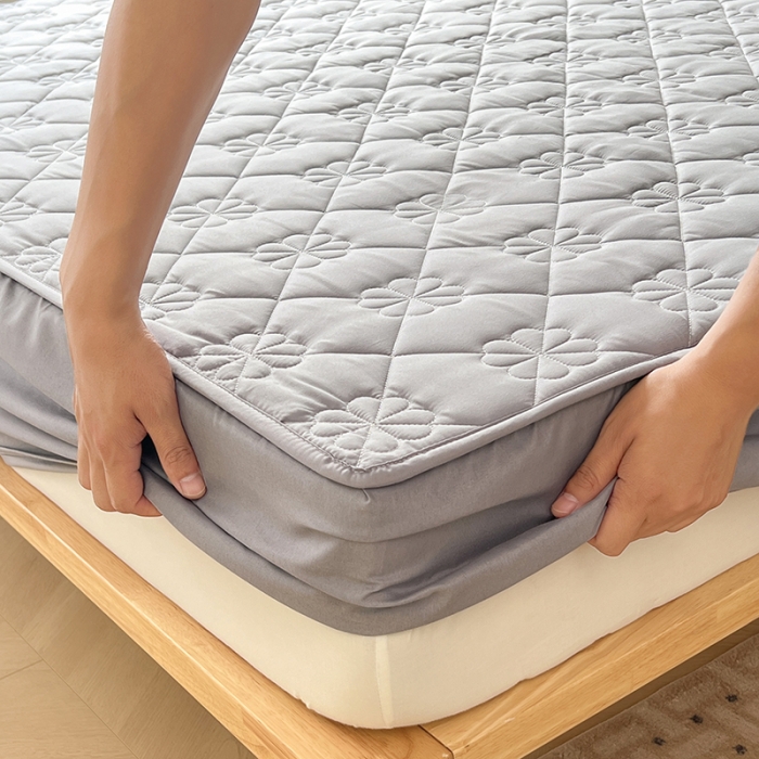 91家纺网 家纺一手货源 找家纺 丝涟 2023新款A类水洗亲肤棉防水防污床笠 银优灰