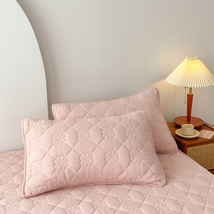 91家纺网 家纺一手货源 找家纺 丝涟 2023新款A类水洗亲肤棉防水防污床笠 樱花粉