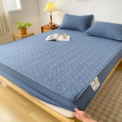 91家纺网 家纺一手货源 找家纺 丝涟 2023新款A类水洗亲肤棉抗菌防螨夹棉床笠 海洋蓝