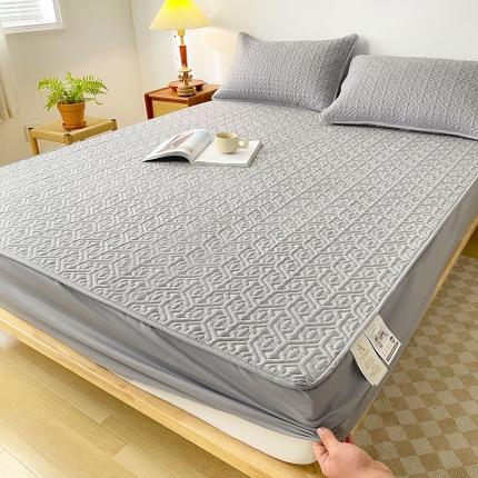 91家纺网 家纺一手货源 找家纺 丝涟 2023新款A类水洗亲肤棉抗菌防螨夹棉床笠 银优灰