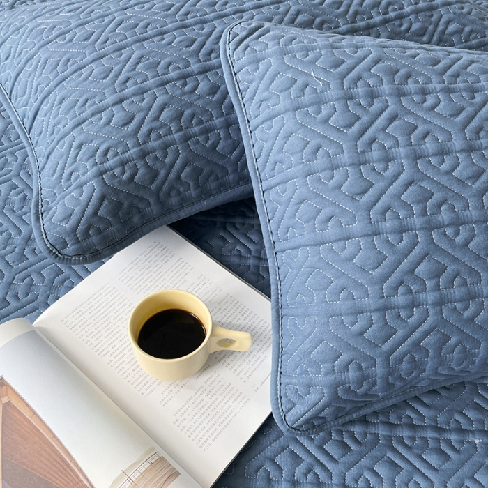 91家纺网 家纺一手货源 找家纺 丝涟 2023新款A类水洗亲肤棉抗菌防螨夹棉床笠 海洋蓝