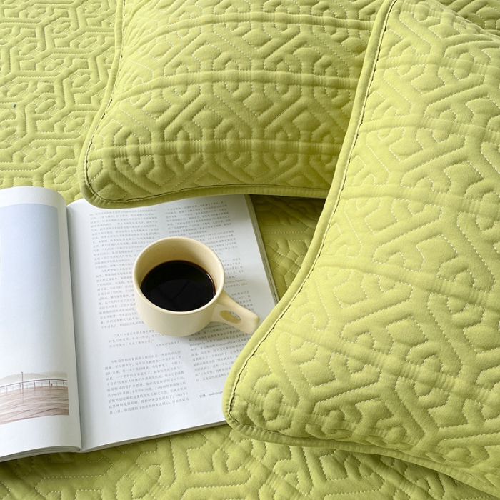 91家纺网 家纺一手货源 找家纺 丝涟 2023新款A类水洗亲肤棉抗菌防螨夹棉床笠 芥末绿