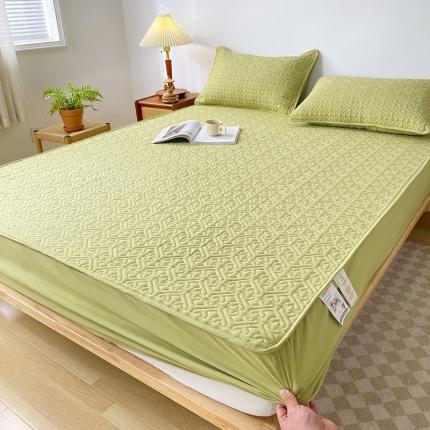 丝涟 2023新款A类水洗亲肤棉抗菌防螨夹棉床笠 芥末绿