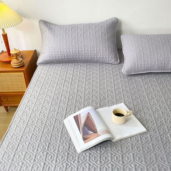 91家纺网 家纺一手货源 找家纺 丝涟 2023新款A类水洗亲肤棉抗菌防螨夹棉床笠 银优灰