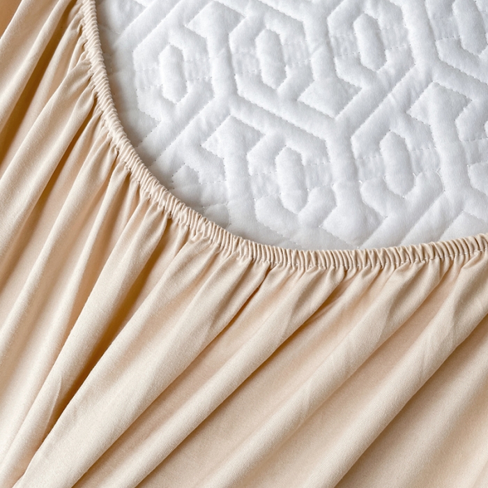 91家纺网 家纺一手货源 找家纺 丝涟 2023新款A类水洗亲肤棉抗菌防螨夹棉床笠 藕粉