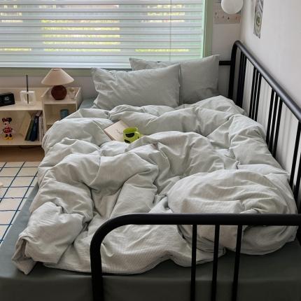 91家纺网 家纺一手货源 找家纺 （总）希文 2023新款40s全棉色织水洗棉四件套-条纹系列