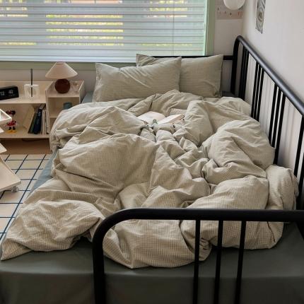 91家纺网 家纺一手货源 找家纺 （总）希文 2023新款40s全棉色织水洗棉四件套-格子系列