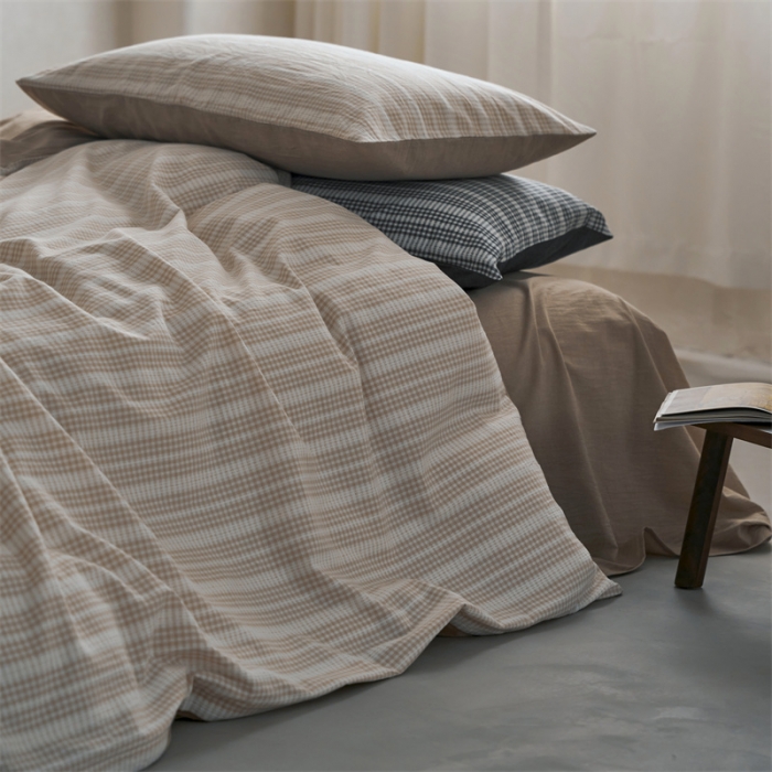 91家纺网 家纺一手货源 找家纺 安莱生活 2023爆款水洗棉提花花漾基础款四件套 花漾-卡其