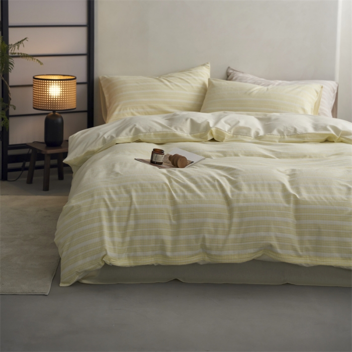 91家纺网 家纺一手货源 找家纺 安莱生活 2023爆款水洗棉提花花漾基础款四件套 花漾-奶黄