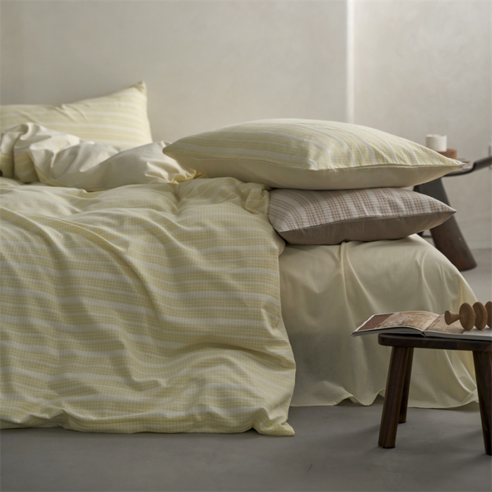 91家纺网 家纺一手货源 找家纺 安莱生活 2023爆款水洗棉提花花漾基础款四件套 花漾-奶黄