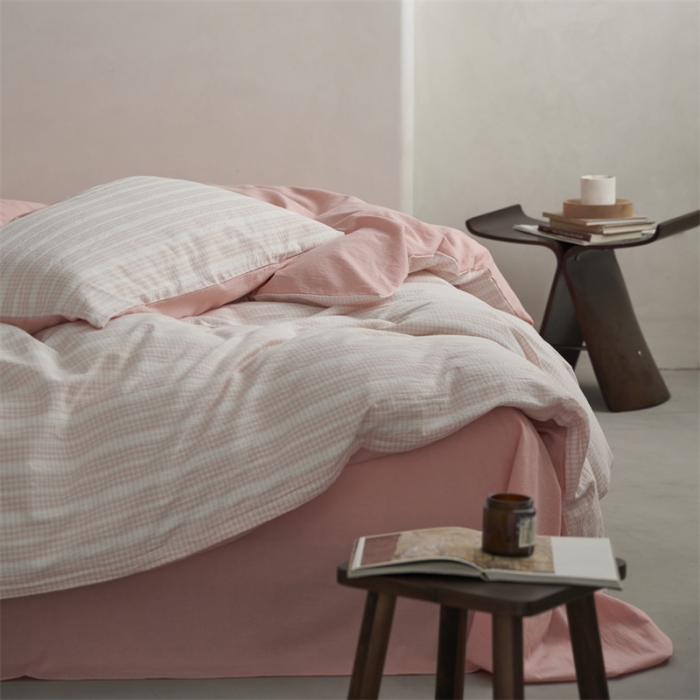 91家纺网 家纺一手货源 找家纺 安莱生活 2023爆款水洗棉提花花漾基础款四件套 花漾-嫩粉