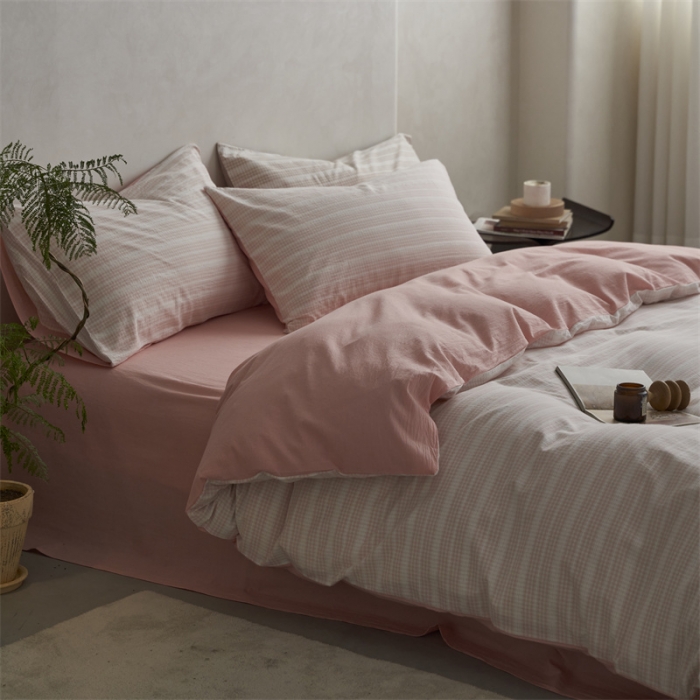 91家纺网 家纺一手货源 找家纺 安莱生活 2023爆款水洗棉提花花漾基础款四件套 花漾-嫩粉