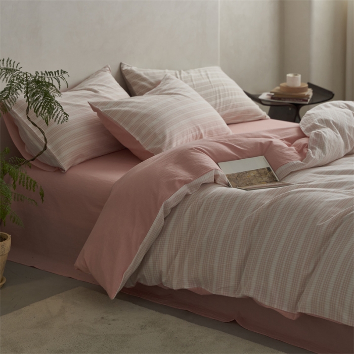 91家纺网 家纺一手货源 找家纺 安莱生活 2023爆款水洗棉提花花漾基础款四件套 花漾-嫩粉