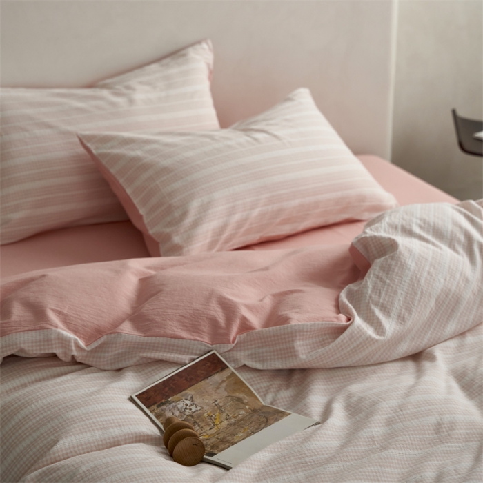 91家纺网 家纺一手货源 找家纺 安莱生活 2023爆款水洗棉提花花漾基础款四件套 花漾-嫩粉