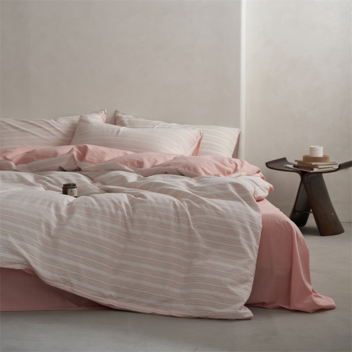 91家纺网 家纺一手货源 找家纺 安莱生活 2023爆款水洗棉提花花漾基础款四件套 花漾-嫩粉