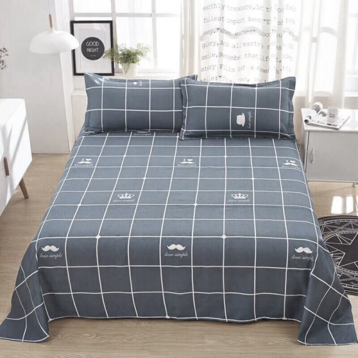 91家纺网 家纺一手货源 找家纺 鑫缘2025新款印花植物羊绒加厚磨毛四件套1.2米学生三件套 大胡子