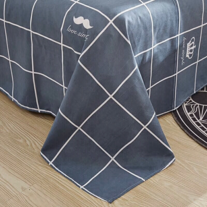 91家纺网 家纺一手货源 找家纺 鑫缘2025新款印花植物羊绒加厚磨毛四件套1.2米学生三件套 大胡子