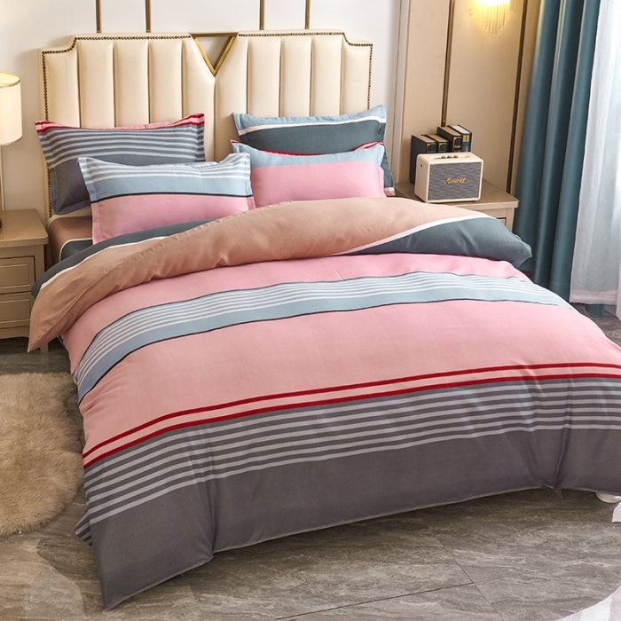 91家纺网 家纺一手货源 找家纺 鑫缘2025新款印花植物羊绒加厚磨毛四件套1.2米学生三件套 加尔文