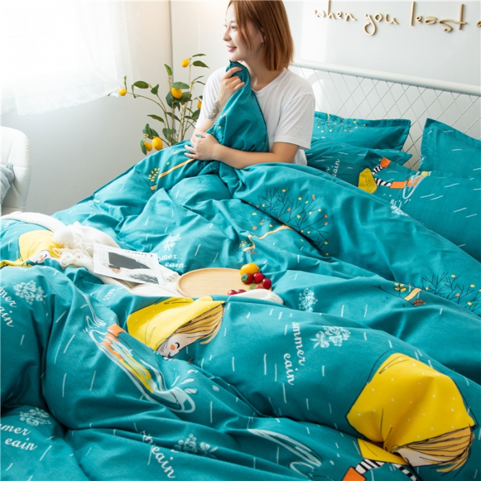 91家纺网 家纺一手货源 找家纺 鑫缘2025新款印花植物羊绒加厚磨毛四件套1.2米学生三件套 快乐女孩