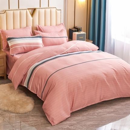 鑫缘2025新款印花植物羊绒加厚磨毛四件套1.2米学生三件套 浪漫午后-粉