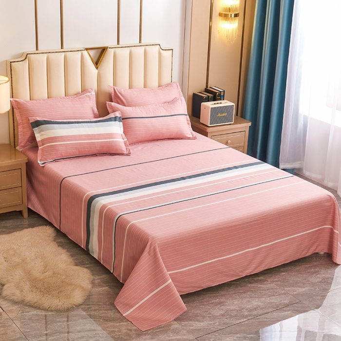 91家纺网 家纺一手货源 找家纺 鑫缘2025新款印花植物羊绒加厚磨毛四件套1.2米学生三件套 浪漫午后-粉