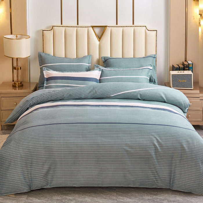 91家纺网 家纺一手货源 找家纺 鑫缘2025新款印花植物羊绒加厚磨毛四件套1.2米学生三件套 浪漫午后-灰