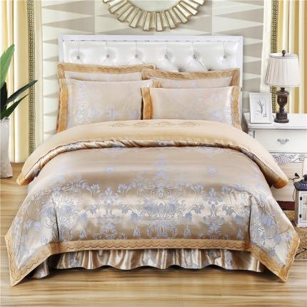 91家纺网 家纺一手货源 找家纺 （总）福丽莱家纺  2023新款贡缎提花床裙四件套（夹棉）