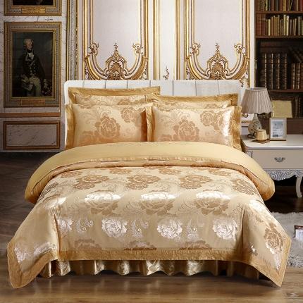 91家纺网 家纺一手货源 找家纺 （总）福丽莱家纺  2023新款贡缎提花床裙四件套（夹棉）