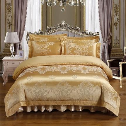 91家纺网 家纺一手货源 找家纺 （总）福丽莱家纺  2023新款贡缎提花床裙四件套（夹棉）