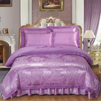 91家纺网 家纺一手货源 找家纺 （总）福丽莱家纺  2023新款贡缎提花床裙四件套（夹棉）