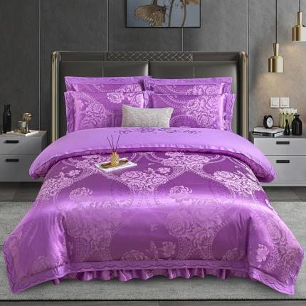 91家纺网 家纺一手货源 找家纺 （总）福丽莱家纺  2023新款贡缎提花床裙四件套（夹棉）