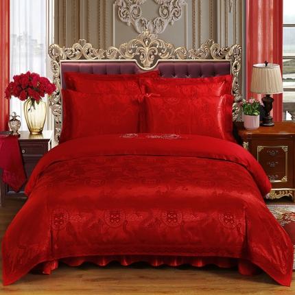 91家纺网 家纺一手货源 找家纺 （总）福丽莱家纺  2023新款贡缎提花床裙四件套（夹棉）