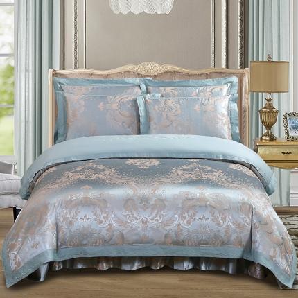 91家纺网 家纺一手货源 找家纺 （总）福丽莱家纺  2023新款贡缎提花床裙四件套（夹棉）