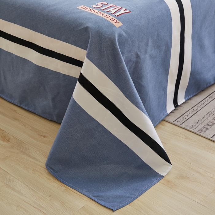 91家纺网 家纺一手货源 找家纺 鑫缘2025新款印花植物羊绒加厚磨毛四件套1.2米学生三件套 时尚条纹